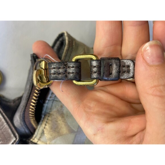 Coach Mia Op Art Signature Sateen Tote Shoulder Bag Gold Tan Womens - Picture 7 of 11